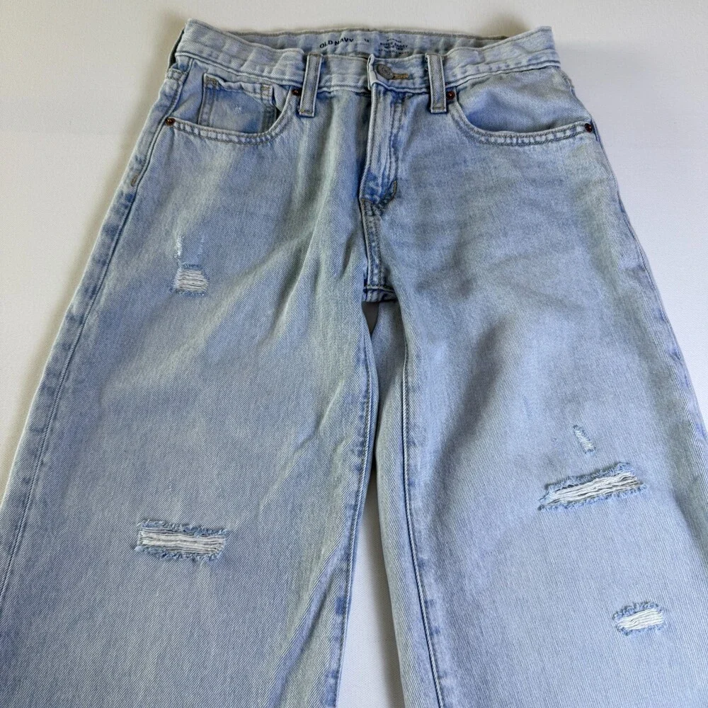 Old Navy High Rise Super Baggy Wide Leg Jeans GIRLS Size 12 Adjustable Waist